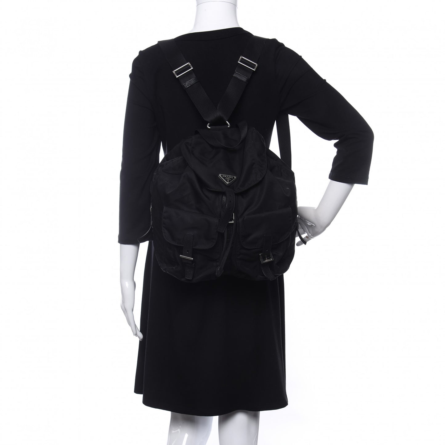 Tessuto Nylon Saffiano Medium Backpack Black
