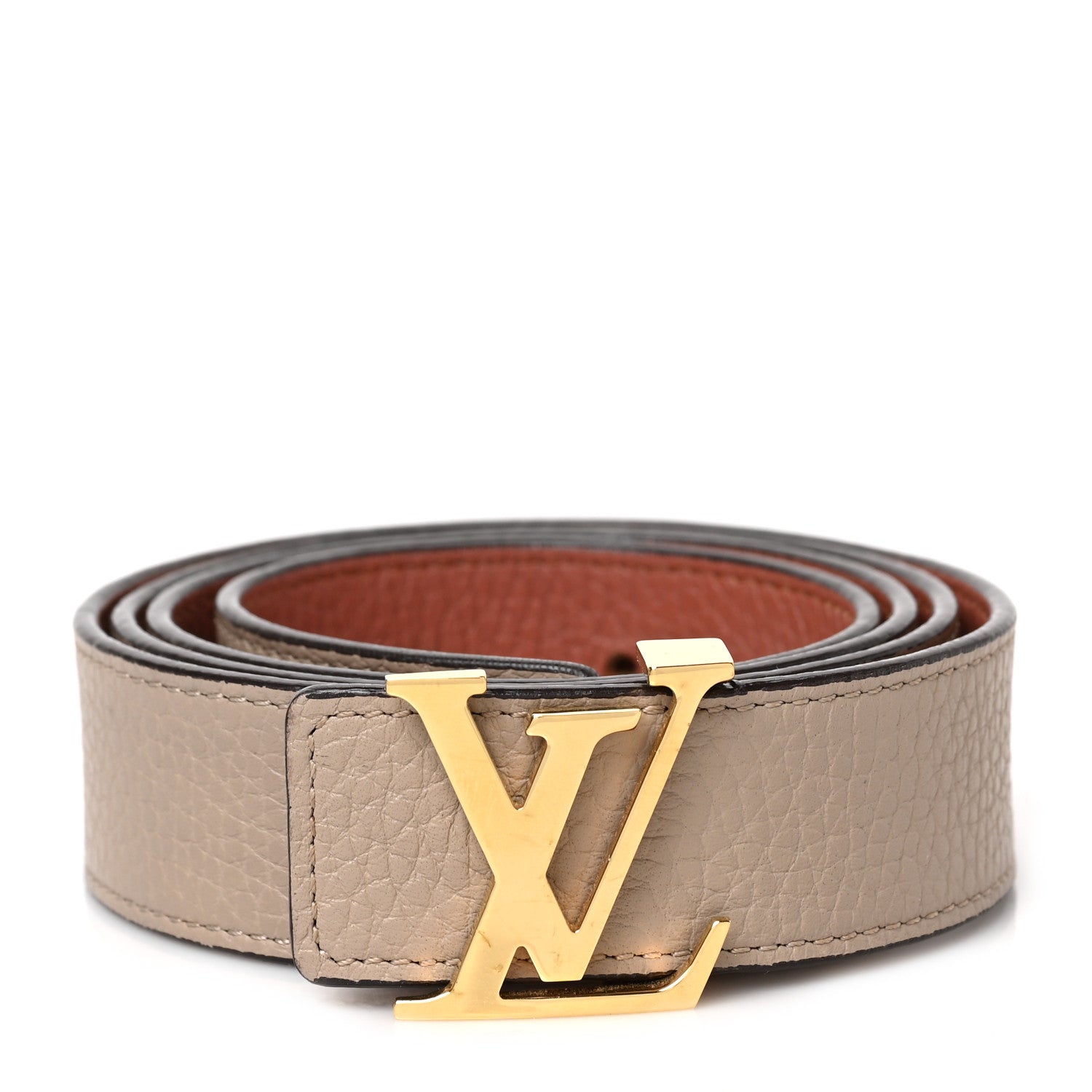 Louis Vuitton Taurillon Calfskin 30mm LV Initiales Reversible Belt 90 36 Galet Tan 1 of 4