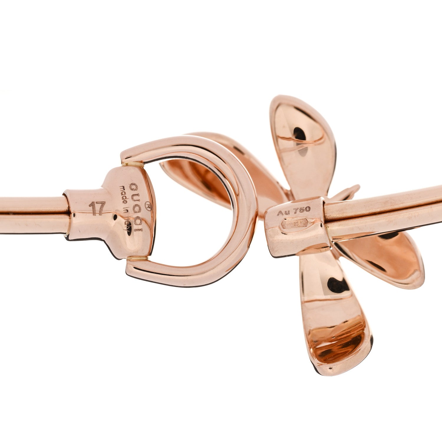 Gucci 18K Rose Gold Enamel Flora Horsebit Bracelet 3 of 4