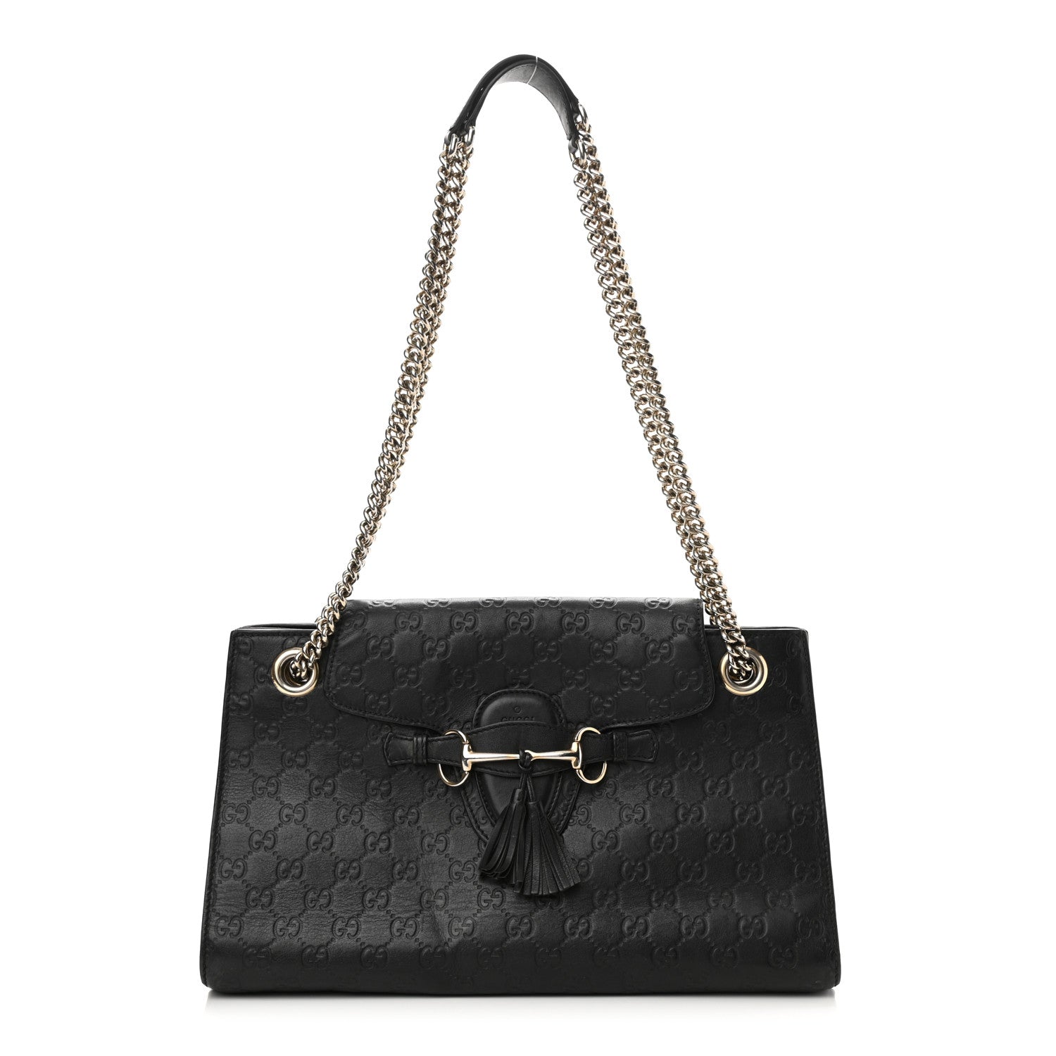 Gucci Guccissima Large Emily Chain Shoulder Bag Black 1 of 7