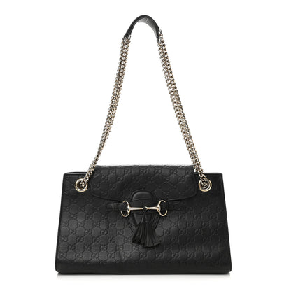 Gucci Guccissima Large Emily Chain Shoulder Bag Black 1 of 7