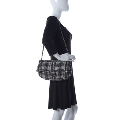Chanel Nylon Tweed Print Jumbo Flap Black 2 of 12