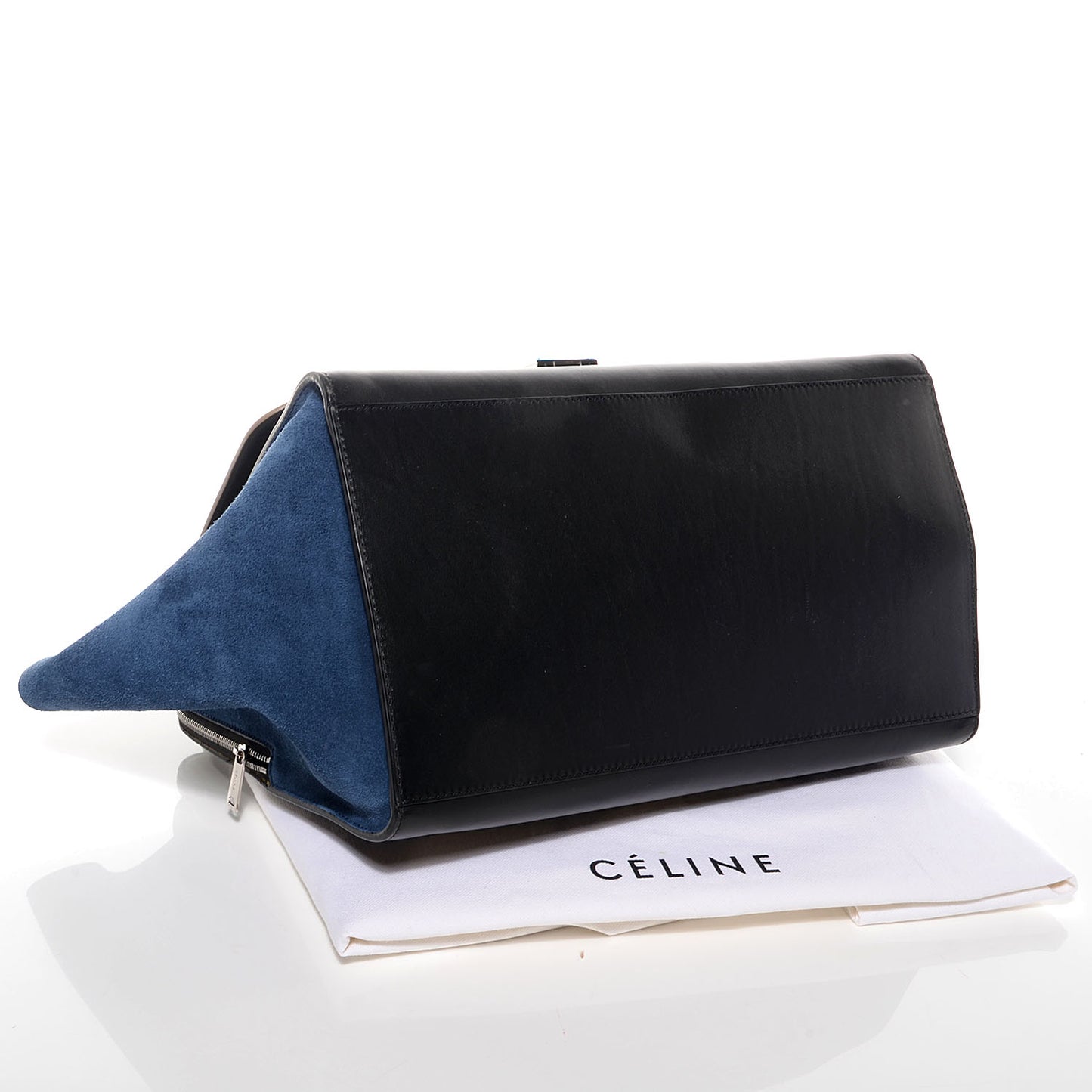 Calfskin Suede Tri-Color Double Zip Trapeze Sand