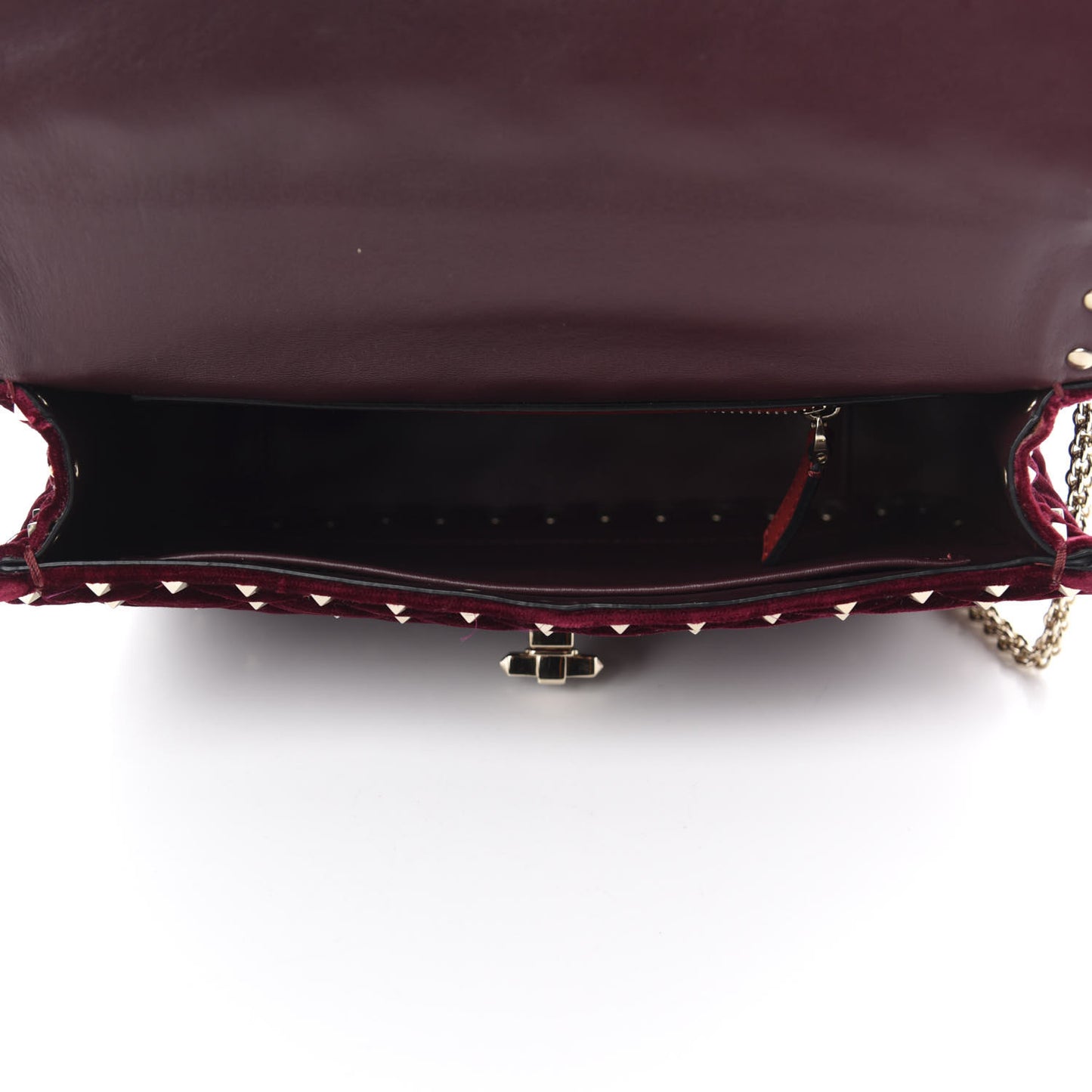 Velvet Medium Rockstud Spike Shoulder Bag Rubino