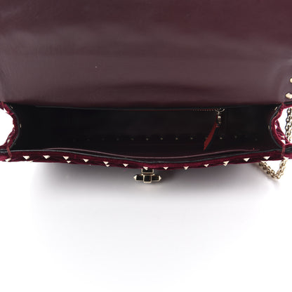 Valentino Garavani Velvet Medium Rockstud Spike Shoulder Bag Rubino 5 of 9