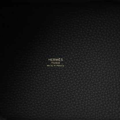 Hermes Taurillon Clemence Ostrich Touch Picotin Lock 18 PM Gris Meyer 8 of 8