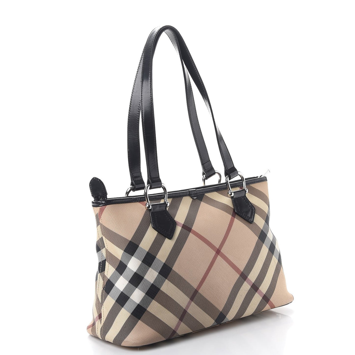 Patent Supernova Check Tote Black
