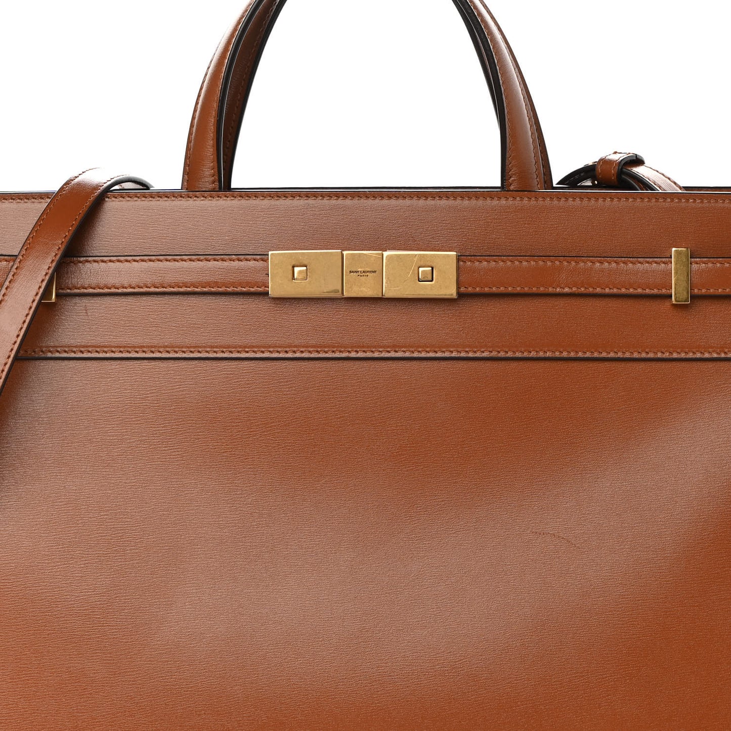 Calfskin Small Manhattan Shopper Tote Brick Ebony Dark