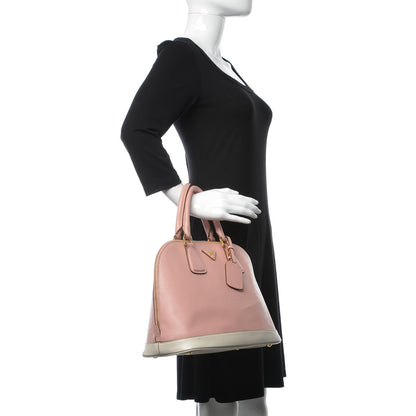 Prada Saffiano Lux Bi-Color Promenade Dome Tote Orchidea Talco 2 of 18