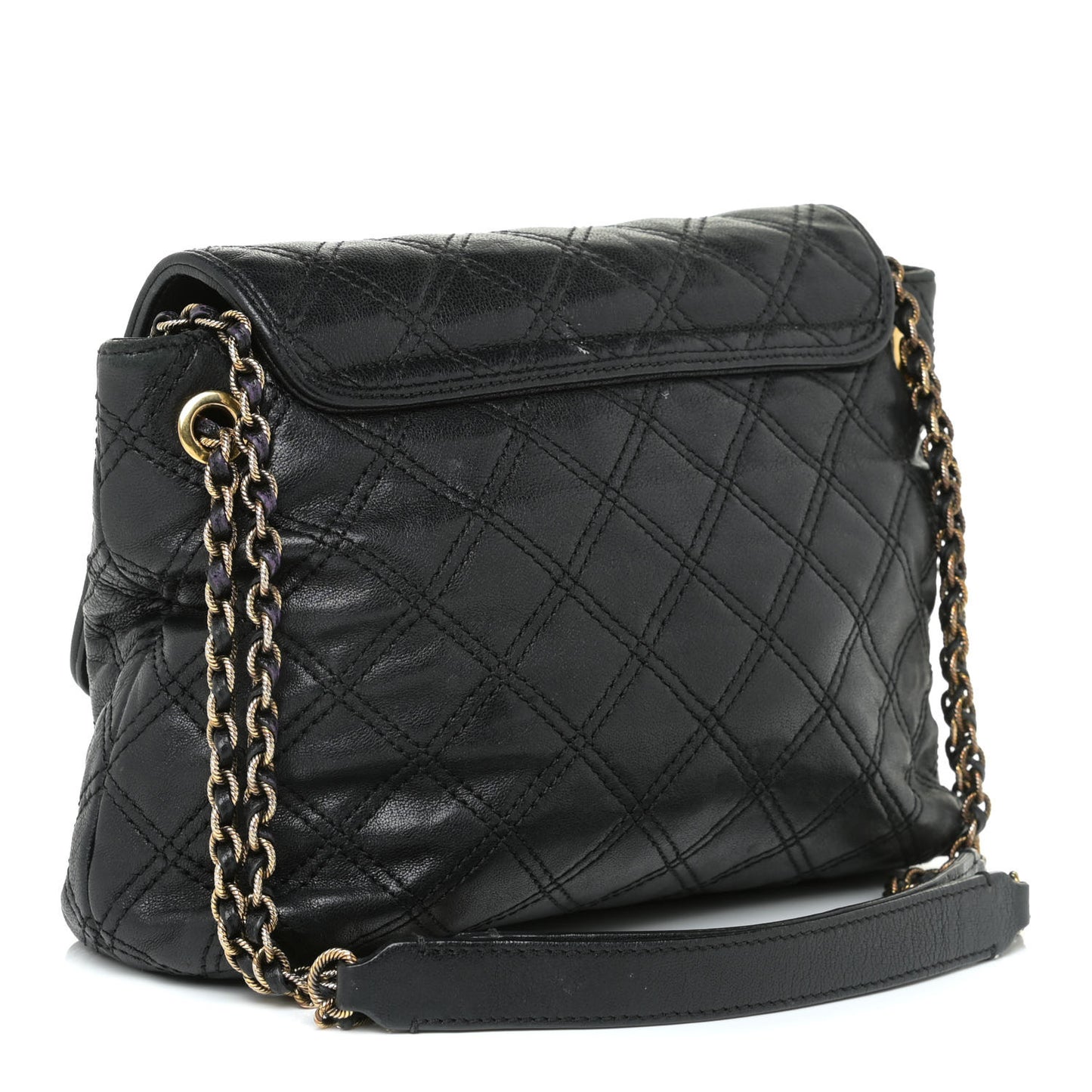 Lacquered Lambskin Baroque The Large Single Flap Black