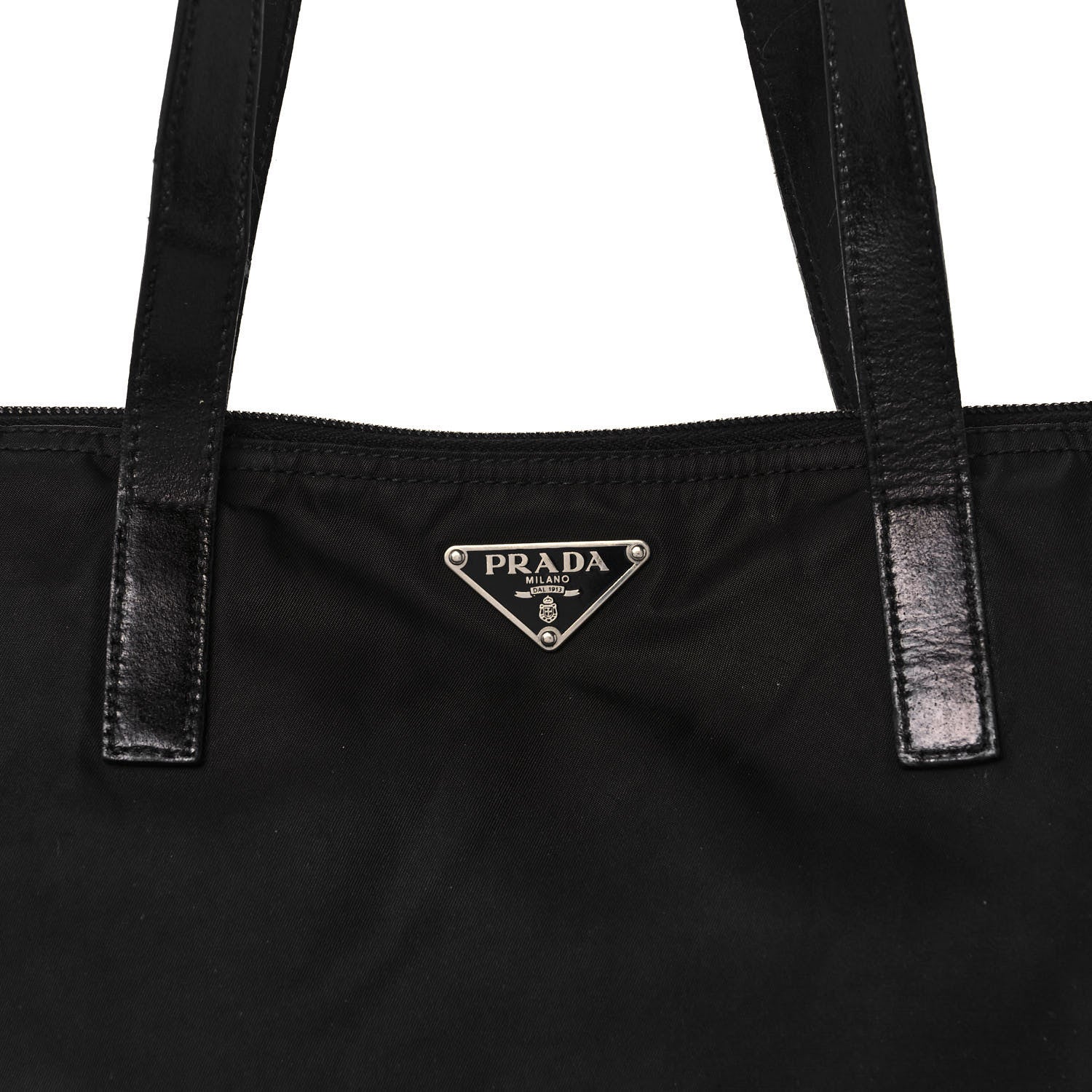 Prada Tessuto Nylon Calfskin Shopping Tote Black 7 of 14