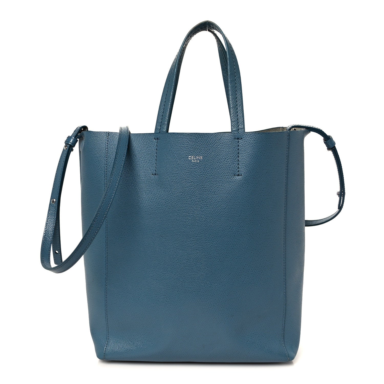 Celine Grained Calfskin Small Vertical Cabas Slate Blue 1 of 9
