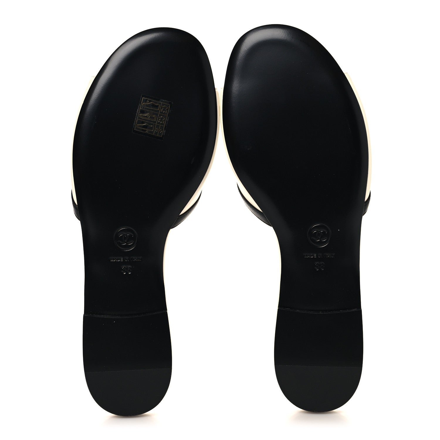Chanel Lambskin CC Cutout Mules 38 Ivory Black 6 of 10