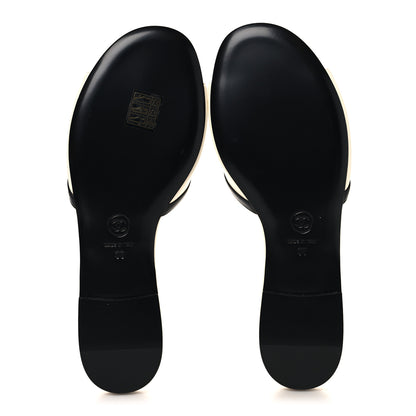 Chanel Lambskin CC Cutout Mules 38 Ivory Black 6 of 10