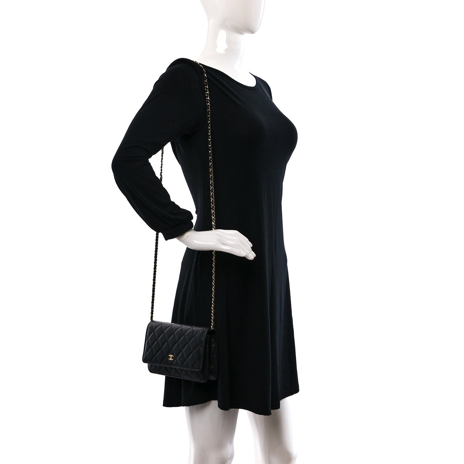 Chanel Caviar Quilted Wallet on Chain WOC Black 2 of 13
