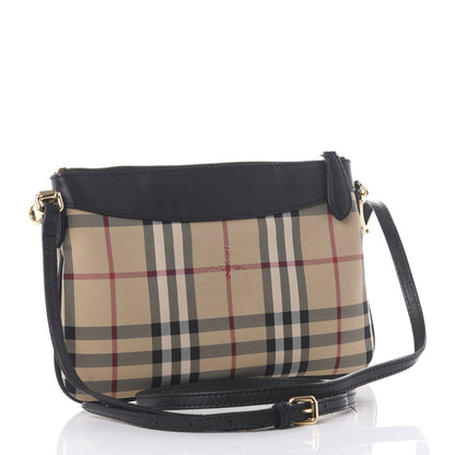 Burberry Horseferry Check Peyton Crossbody Clutch Bag Black 2 of 11