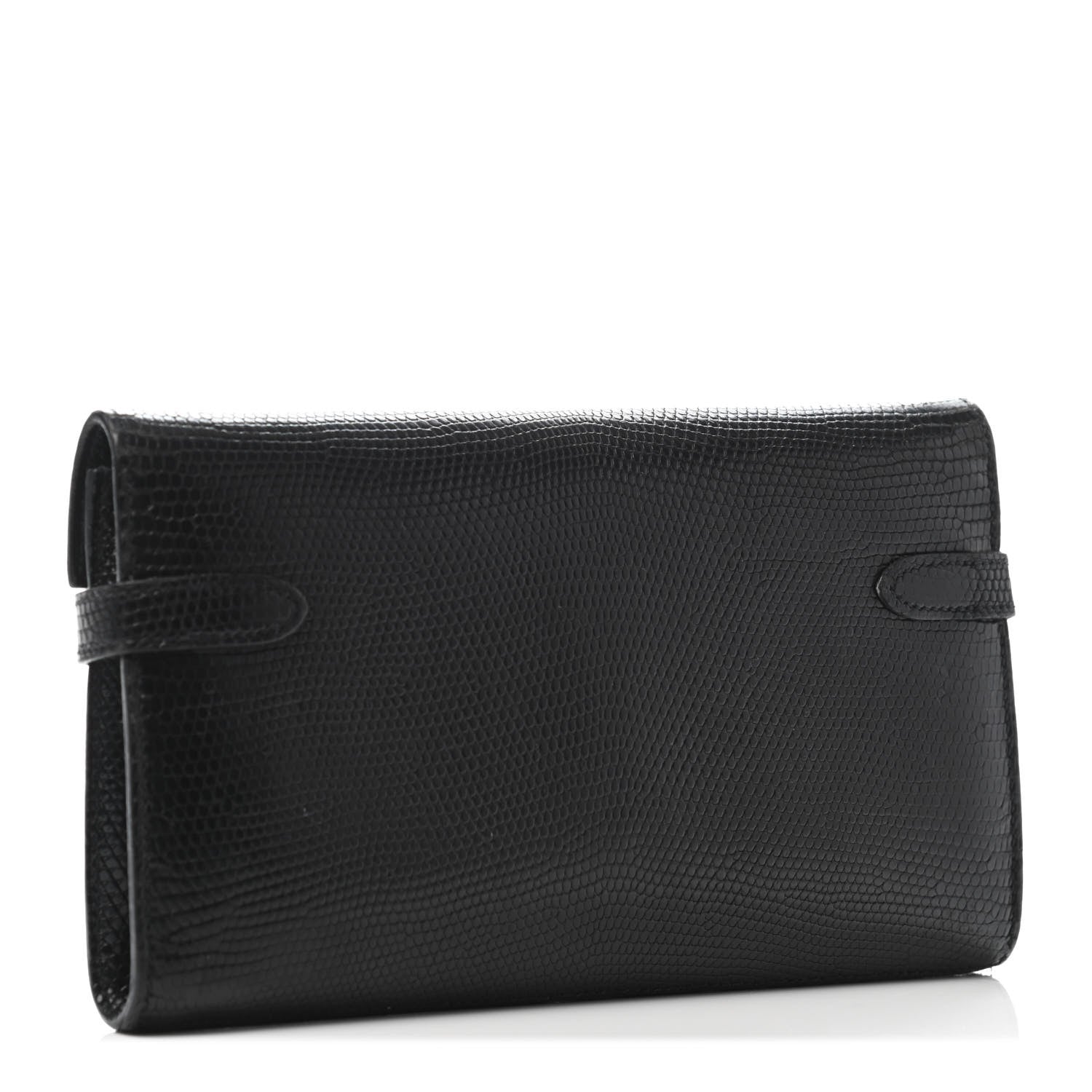 Hermes Lizard Kelly Longue Wallet Black 2 of 4