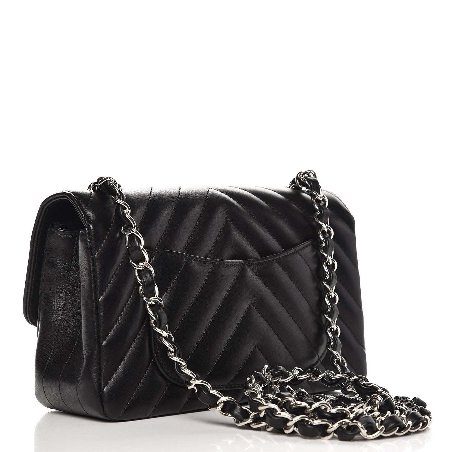 Chanel Lambskin Chevron Quilted Mini Rectangular Flap Black 3 of 8