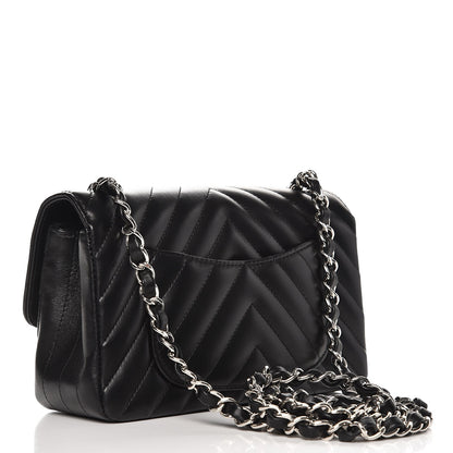 Chanel Lambskin Chevron Quilted Mini Rectangular Flap Black 3 of 8