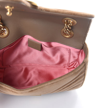 Gucci Velvet Matelasse Mini GG Marmont Shoulder Bag Taupe 5 of 11
