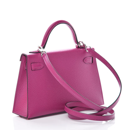Hermes Chevre Mysore Mini Kelly Sellier 20 Rose Pourpre 3 of 28