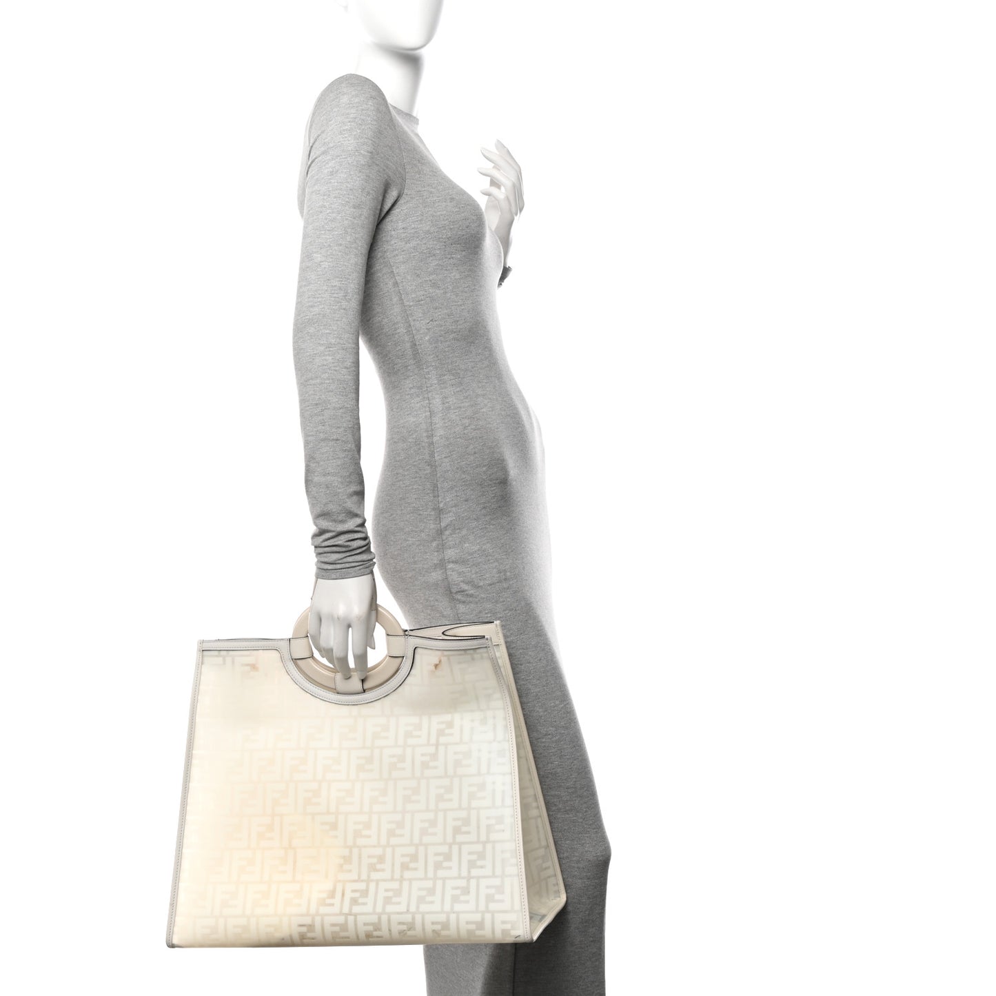 TPU FF Vitello Century Plexiglass Large Runaway Shopper Tote White