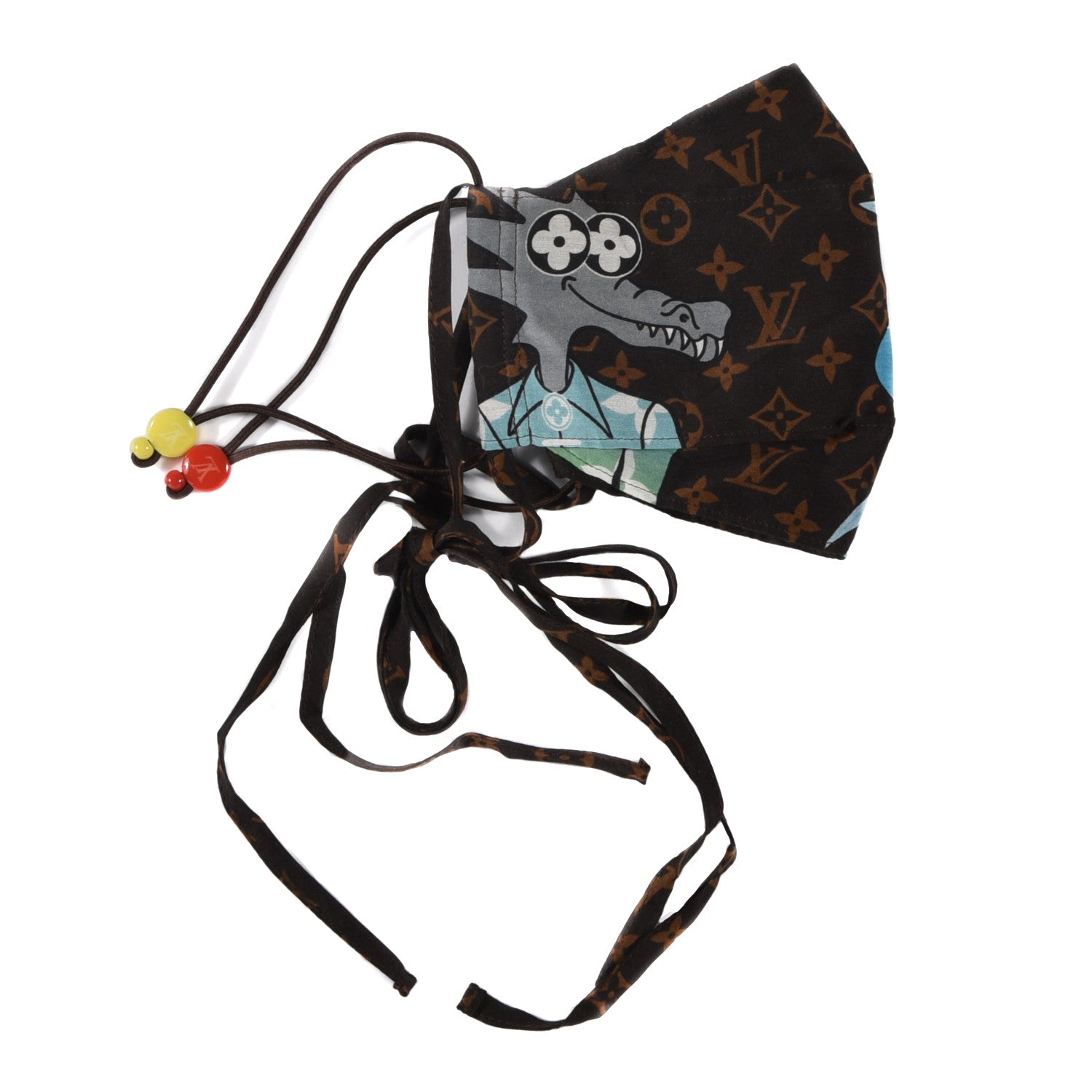Louis Vuitton Cotton Silk Monogram LV Friends Face Mask Bandana Set Brown 3 of 11