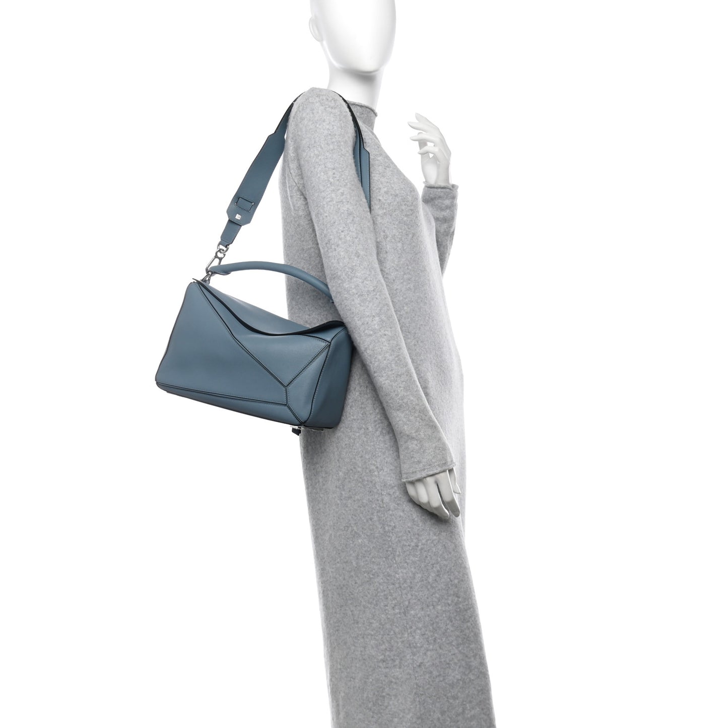 Calfskin Medium Puzzle Bag Stone Blue