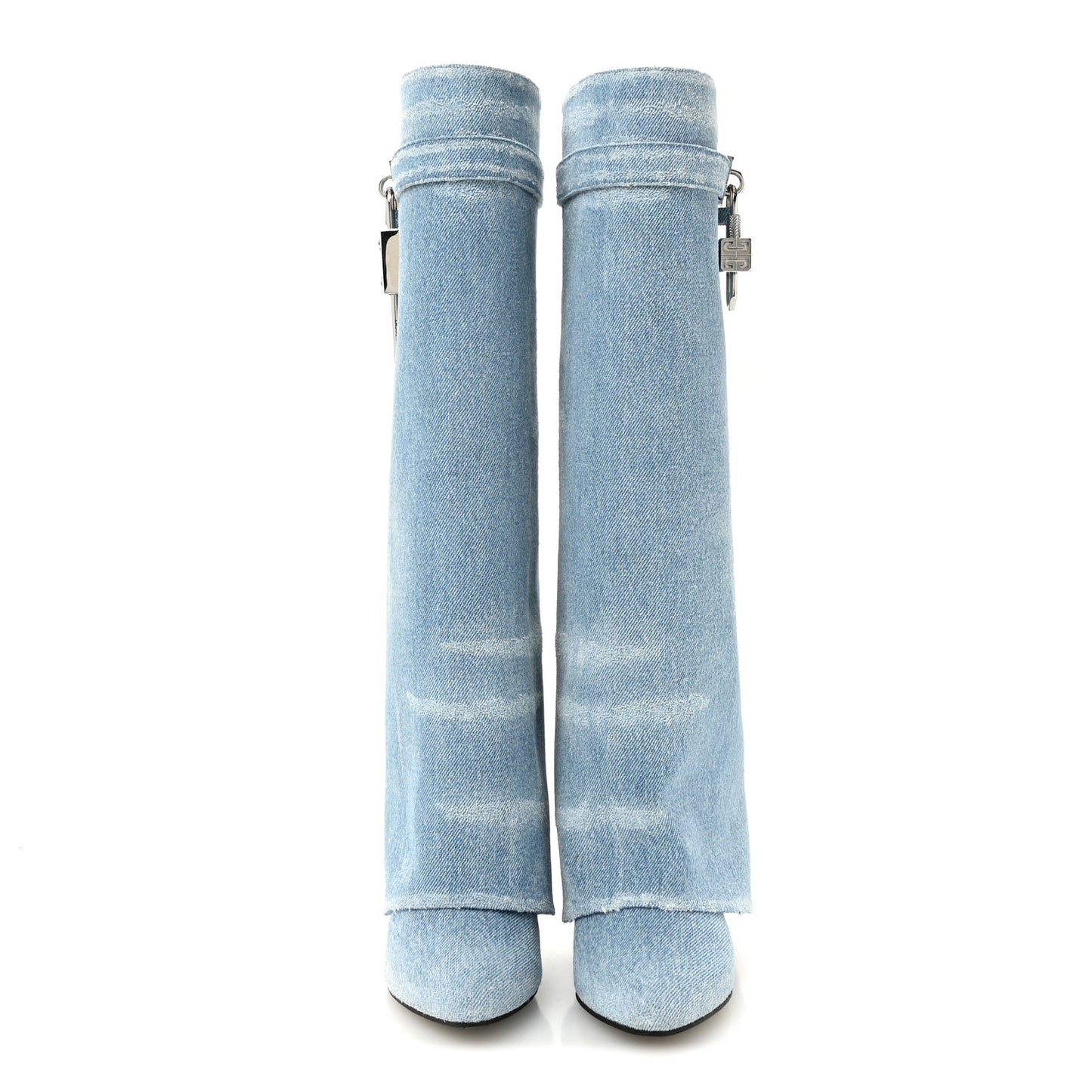 Washed Denim Shark Lock Pant Boots 37 Blue