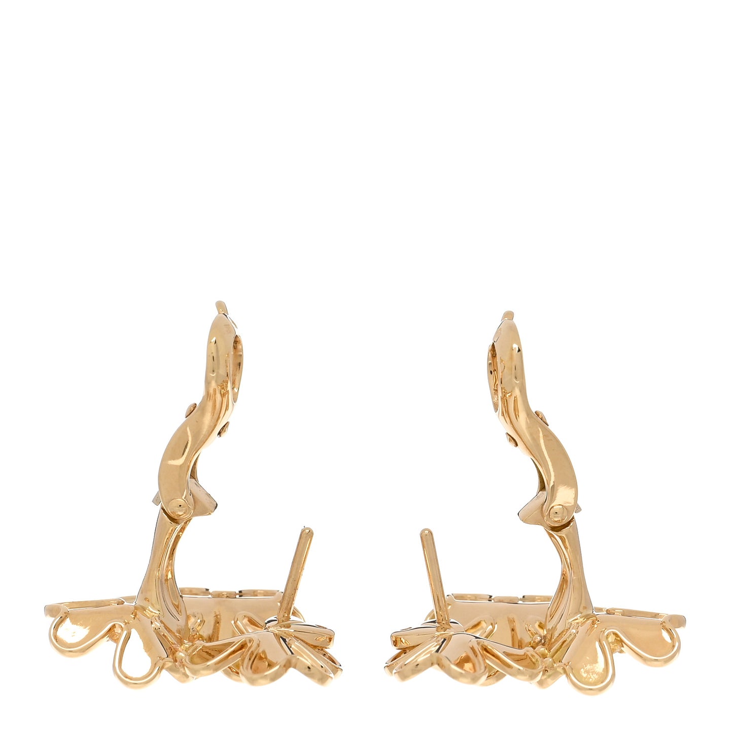 18K Yellow Gold Diamond Mini Frivole 3 Flowers Earrings