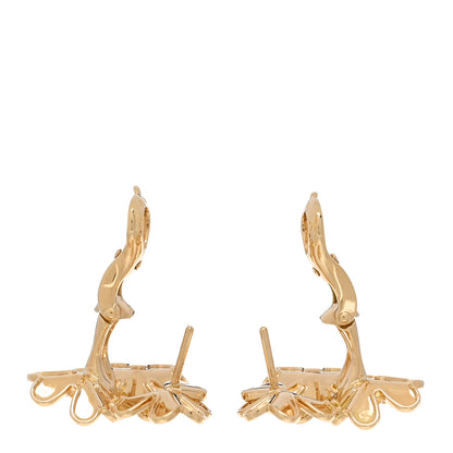 Van Cleef & Arpels 18K Yellow Gold Diamond Mini Frivole 3 Flowers Earrings 3 of 5