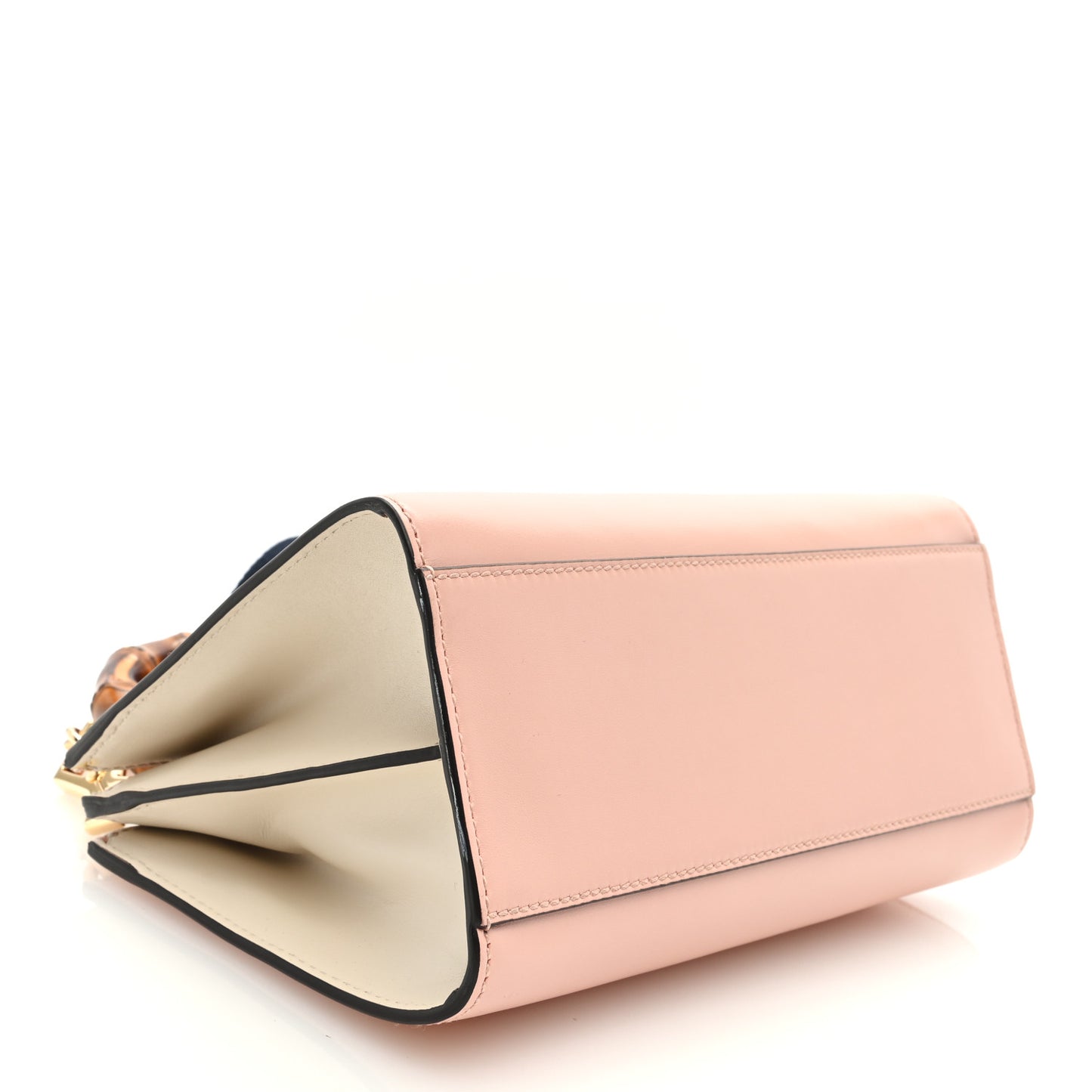 Nappa Bamboo Web Mini Nymphaea Top Handle Bag Perfect Pink Mystic White