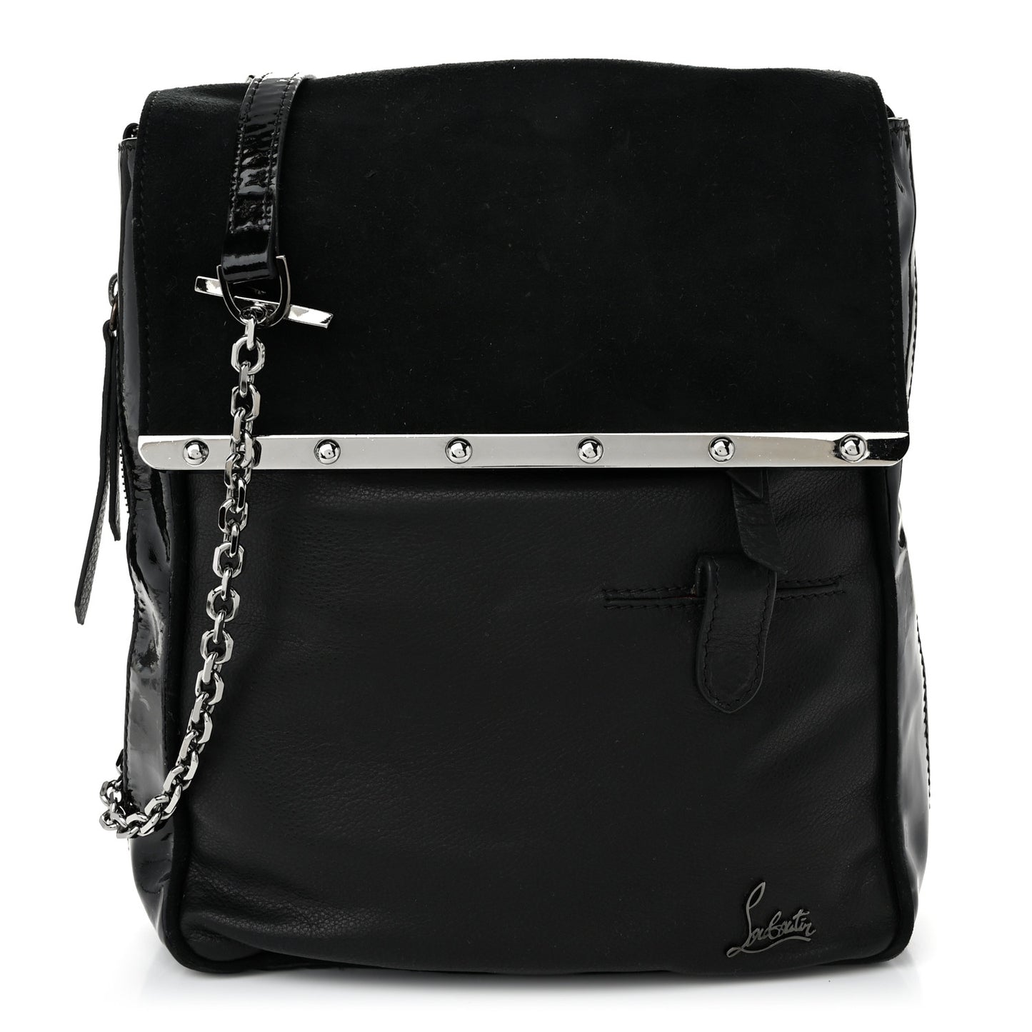 Patent Suede Calfskin Edie Shoulder Bag Black
