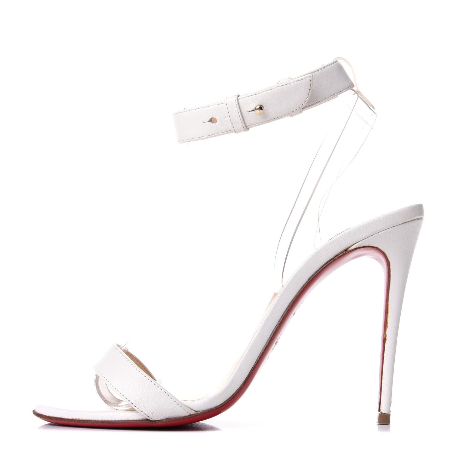 Christian Louboutin Nappa Shiny PVC Jonatina 100 Sandals 37.5 White 1 of 5