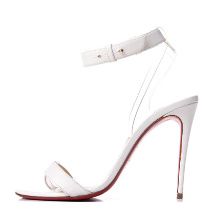 Christian Louboutin Nappa Shiny PVC Jonatina 100 Sandals 37.5 White 1 of 5