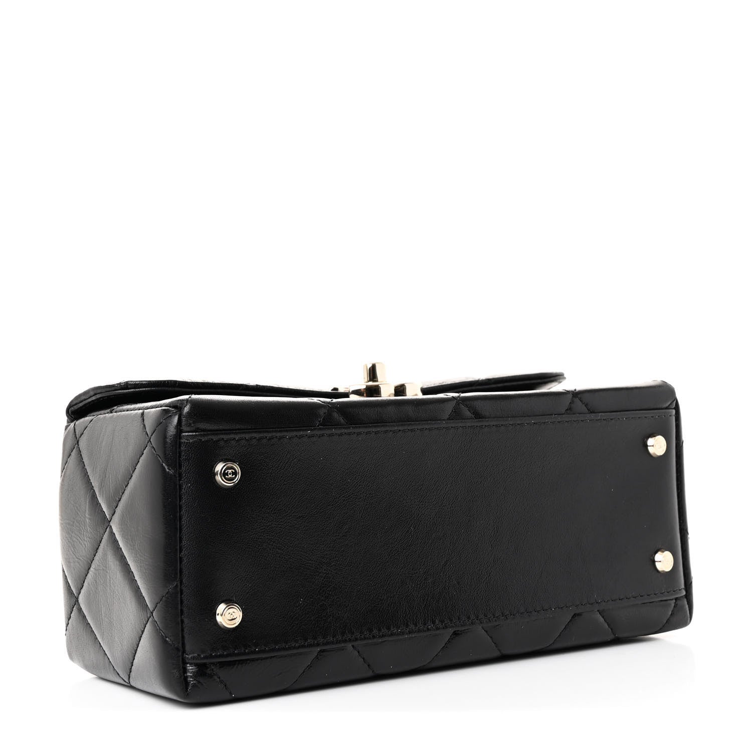 Chanel Shiny Calfskin Quilted Top Handle Box Bag Black 4 of 11