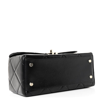 Chanel Shiny Calfskin Quilted Top Handle Box Bag Black 4 of 11