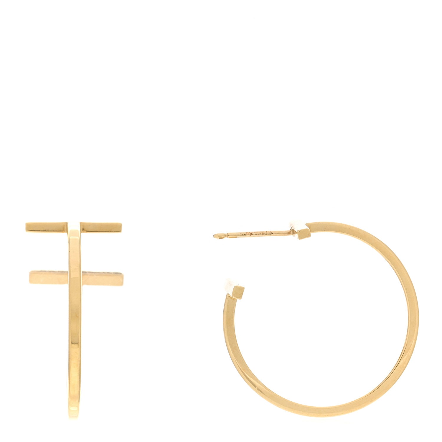 Tiffany 18K Yellow Gold Medium T Wire Hoop Earrings 1 of 4