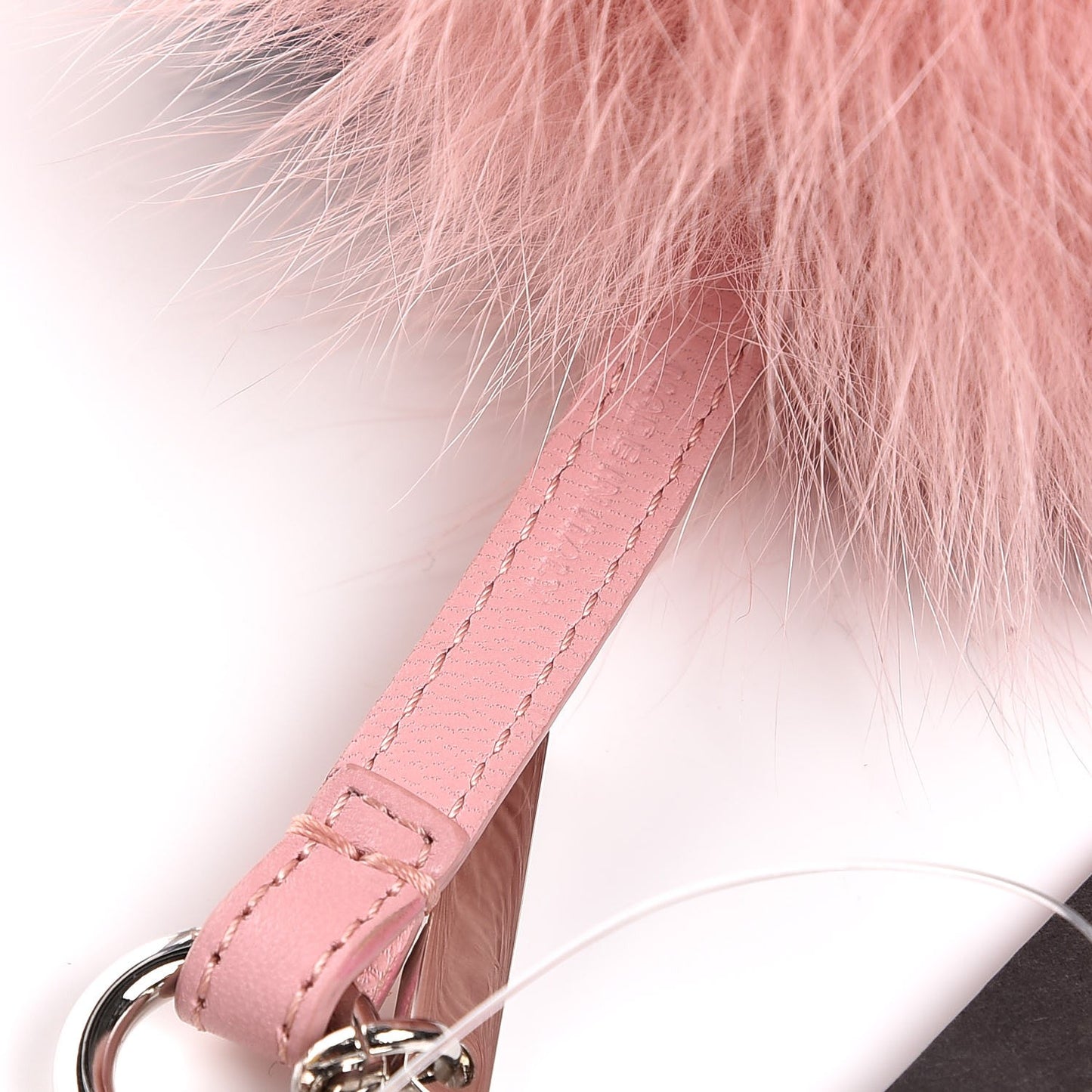 Fox Fur Shiny Nappa Bi-Color R ABCharm Bag Charm Rosa Chiaro Blue Bubblegum