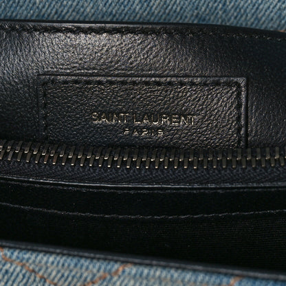 Saint Laurent Washed Denim Matelasse Chevron Monogram Medium College Bag Blue Cinnamon 6 of 10