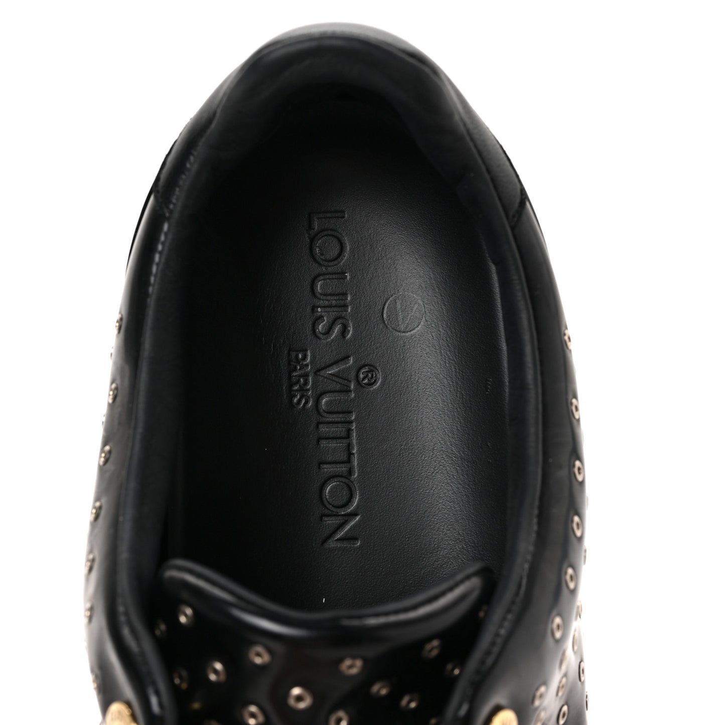 Patent Calfskin Studded Frontrow Sneakers 40 Black