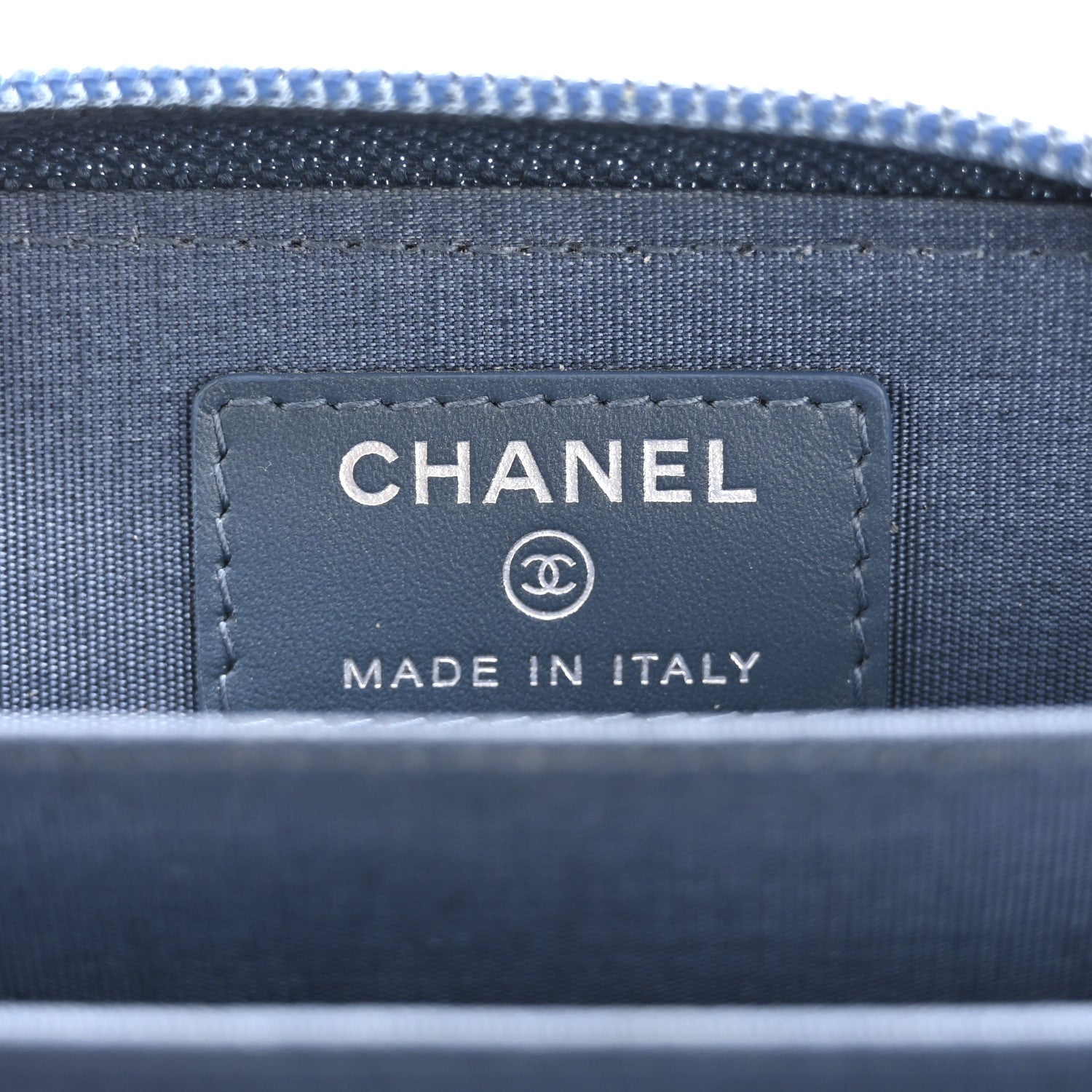 Chanel Caviar Timeless CC Zip Around Coin Purse Blue 6 of 11