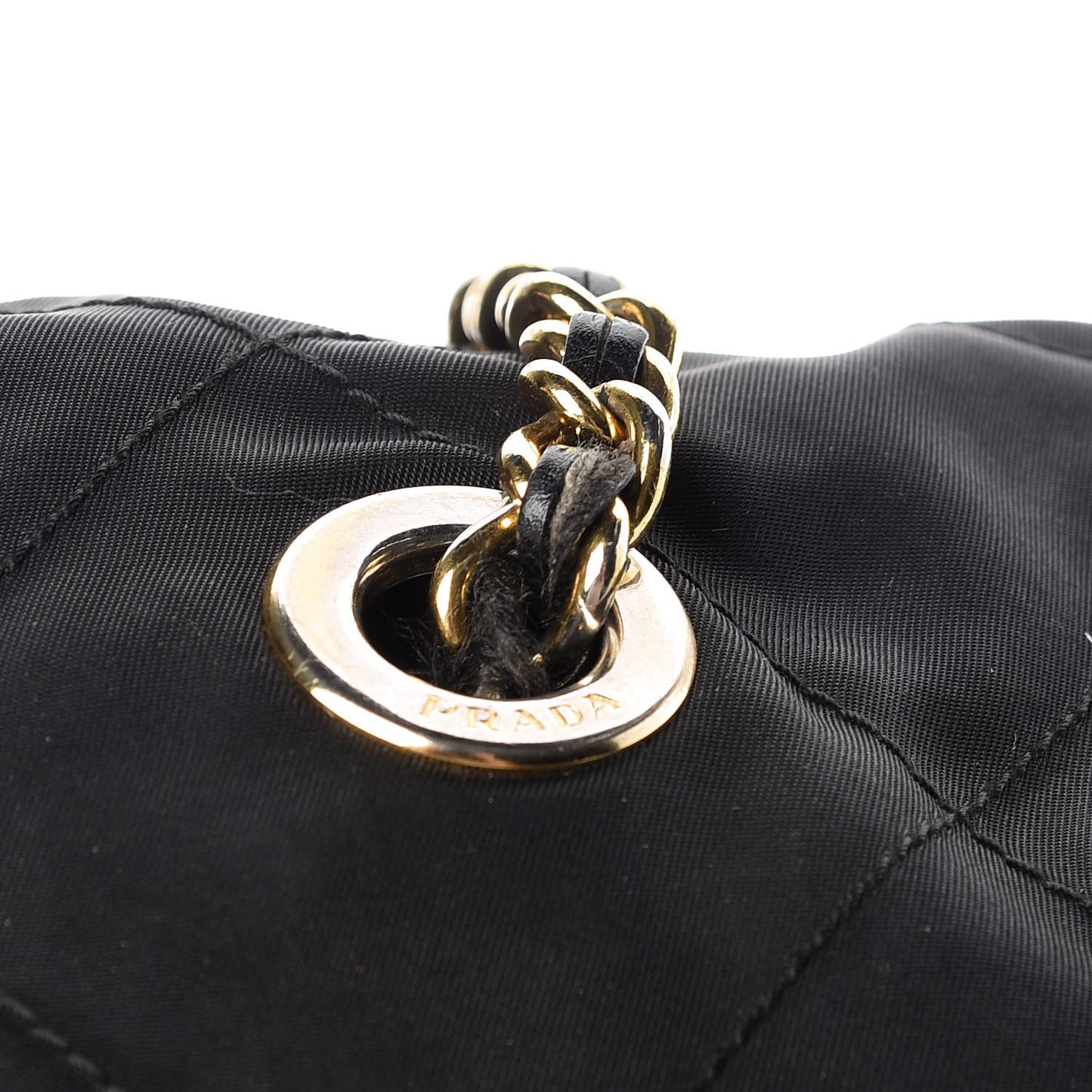 Nylon Tessuto Impuntu Quilted Shoulder Bag Black
