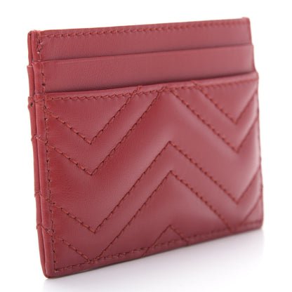Gucci Calfskin Matelasse GG Marmont Card Holder Hibiscus Red 3 of 6
