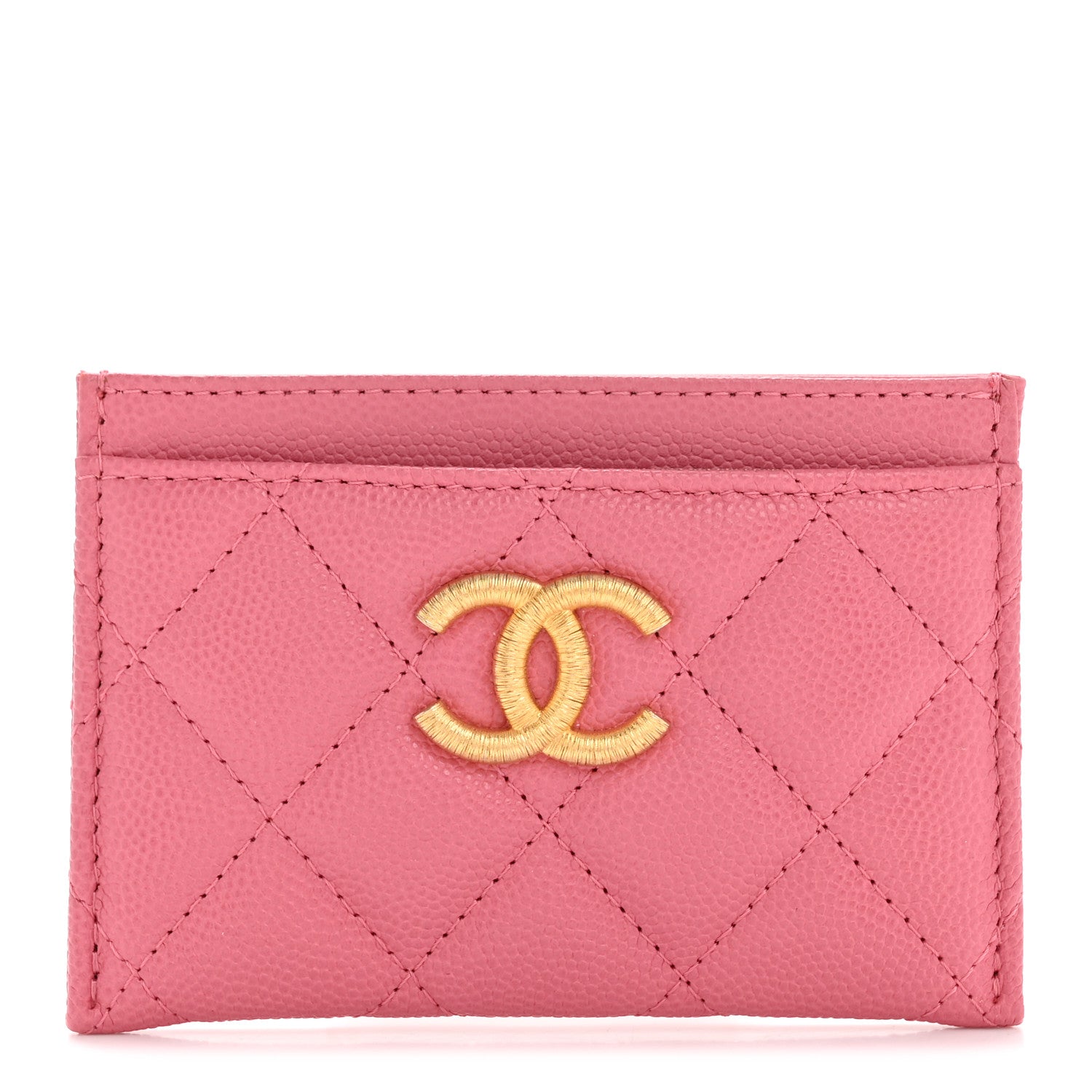 Chanel Caviar Quilted Textured CC Card Holder Pink 2 of 20