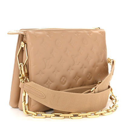 Louis Vuitton Lambskin Embossed Monogram Coussin PM Camel 3 of 9