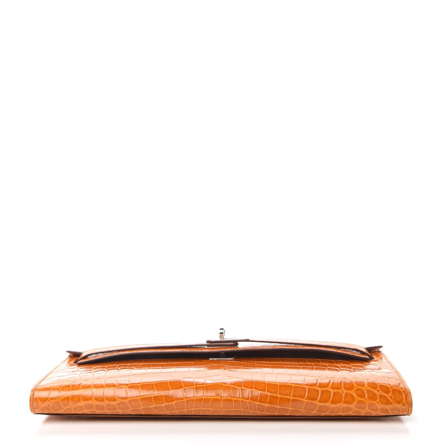 Shiny Niloticus Crocodile Kelly Cut Pochette Pain D'Epice