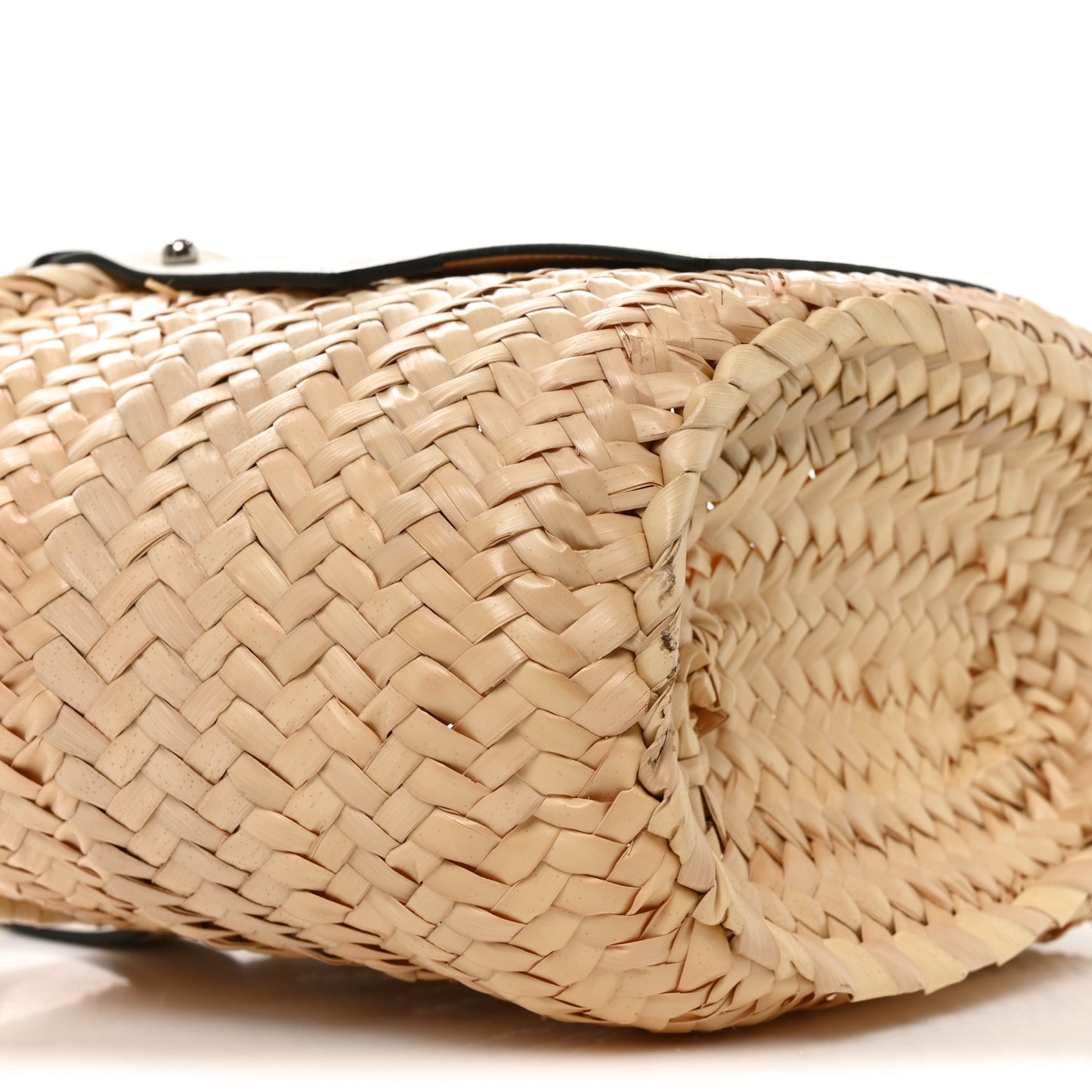 Raffia Small Basket Tote Bag Natural White