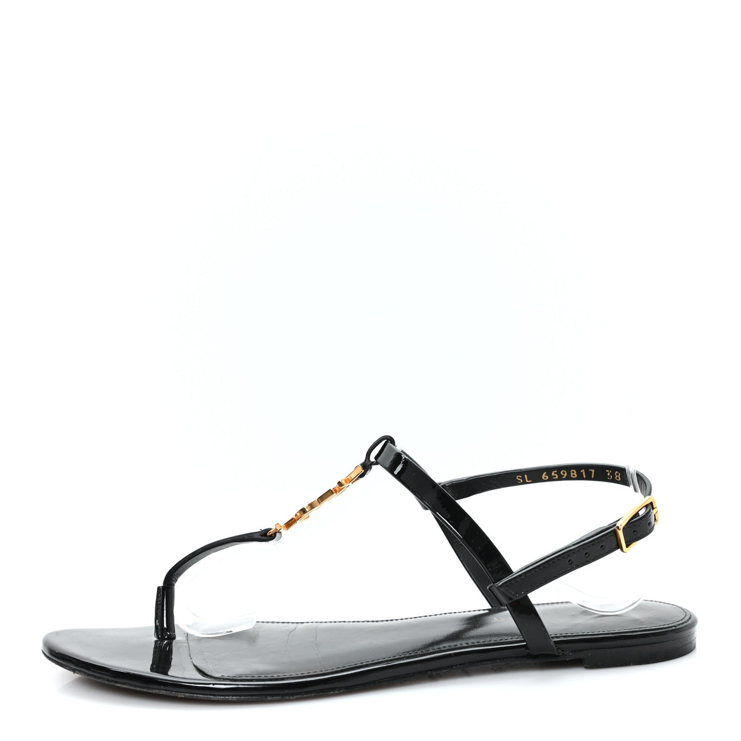 Patent Calfskin Cassandra Monogram Sandals 38 Black