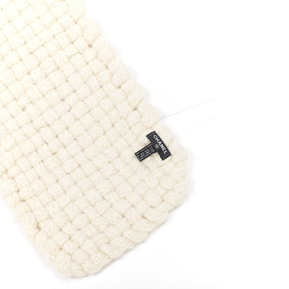 Chanel Wool Silk Alpaca CC Scarf Ivory 4 of 4
